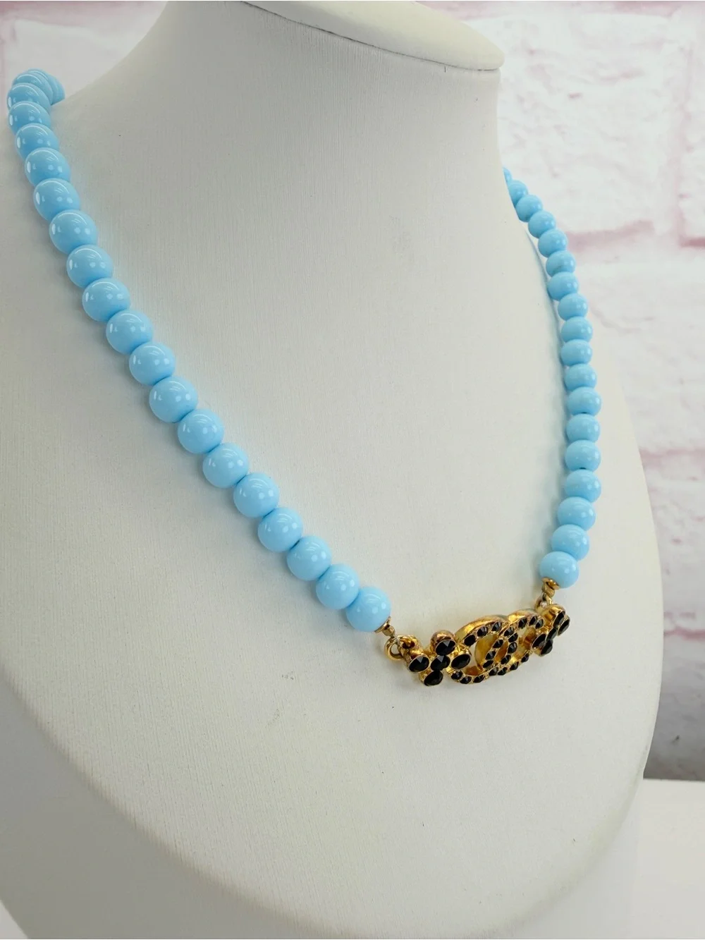 Chanel Choker Coco Mark/Flower C23A Choker Tiffany Blue